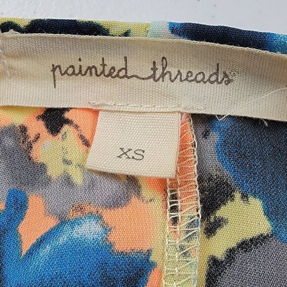 painted threads Open Cardigan Sleeveless Multicolor Watercolor Floral Polyester - Picture 6 of 7